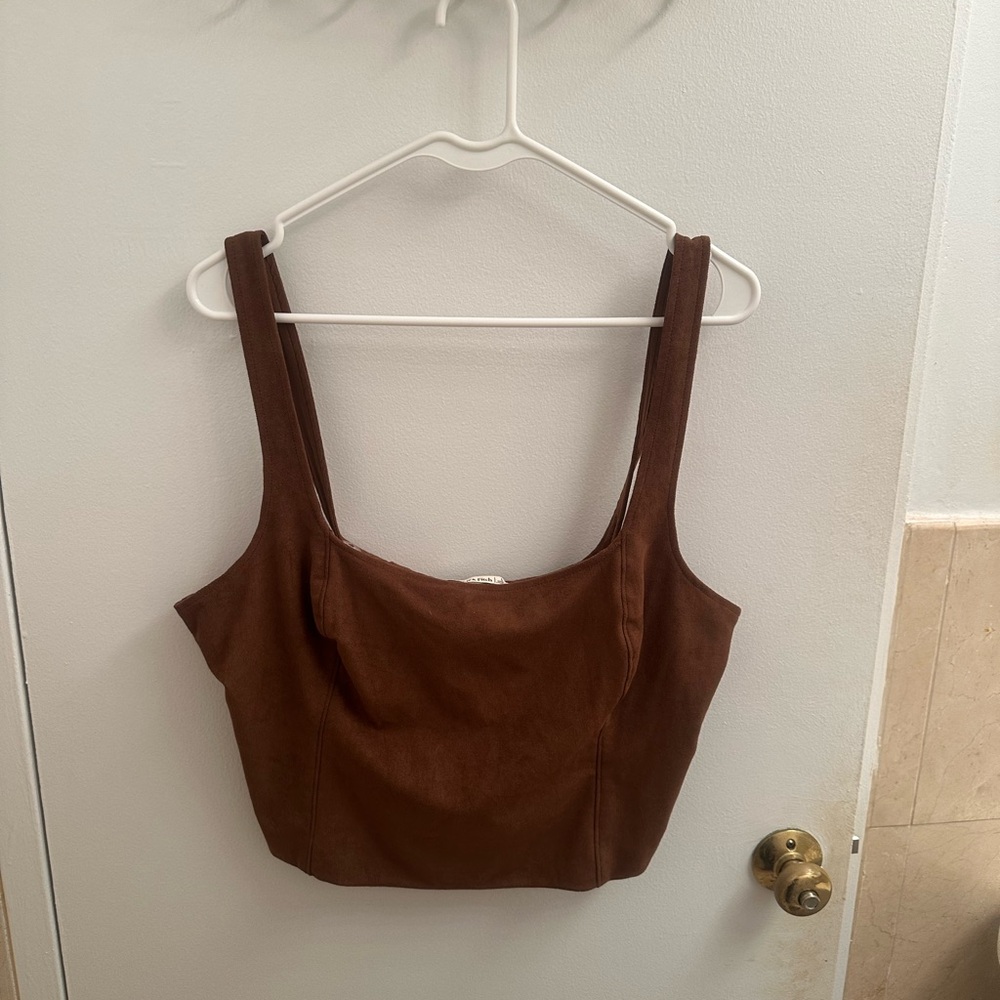 Abercrombie & Fitch Suede Corset Crop Top